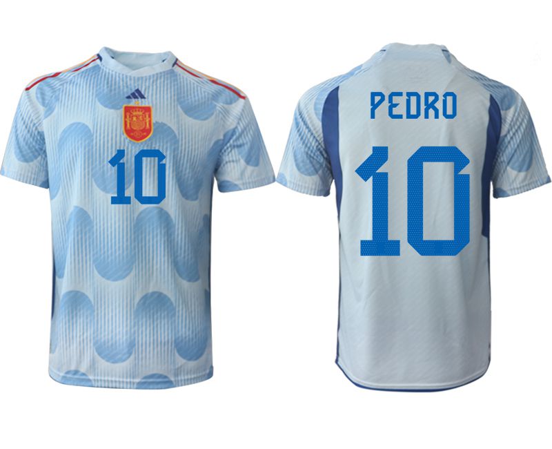Men 2022 World Cup National Team Spain away aaa version blue #10 Soccer Jerseys->spain jersey->Soccer Country Jersey